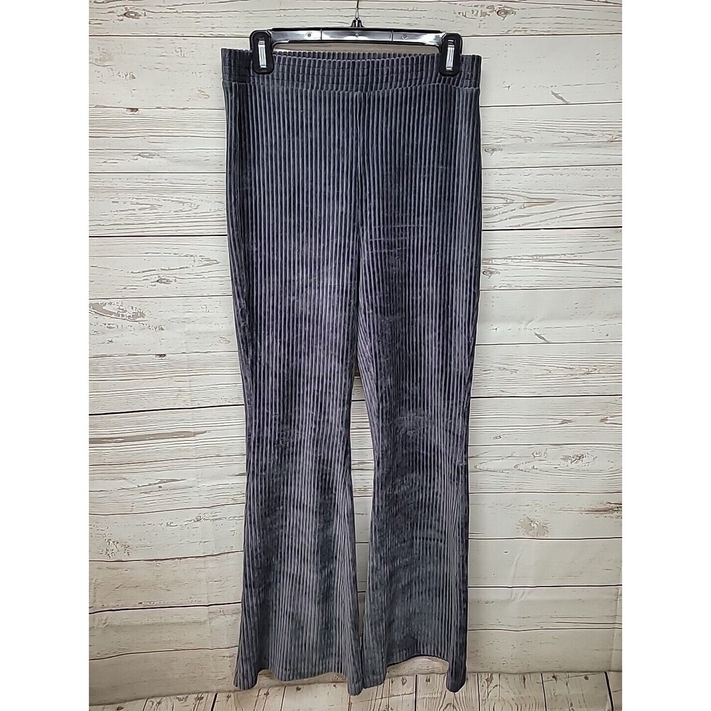 Aerie Juniors Ribbed Pull On Pants Gray Size M Short Flared Cotton Blend